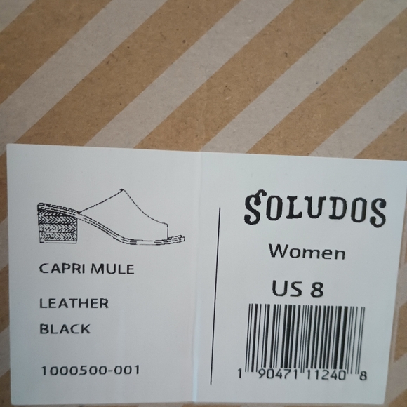 🎈🆕NWT Soludos Capri Mule Black Leather Heeled Slide Sandals Open Toe MSRP $80 - Picture 5 of 5